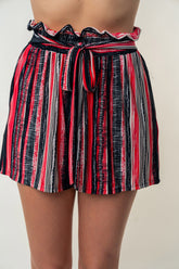 White Birch Full Size High Waisted Striped Shorts Multi OutfitFlow
